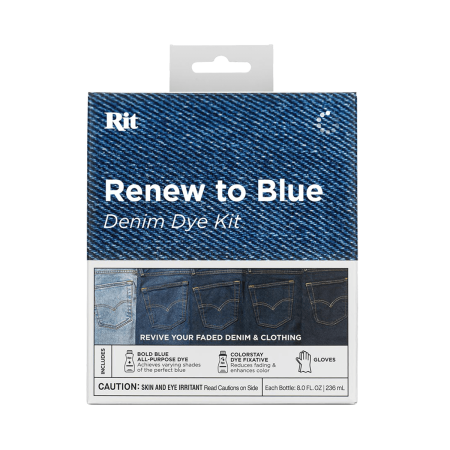 Zestaw do tkanin Rit Renew to Blue Dye Kit dzięki któremu możesz przywrócić ubraniom głęboki niebieski kolor