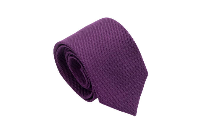PATINE Tie Grenadine Fina Gris Lavande 48 HAND MADE - Luksusowy krawat z lawendowej grenadyny