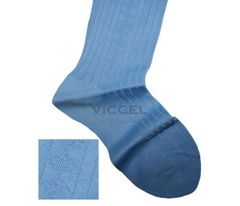 VICCEL / CELCHUK Knee Socks Diamond Textured Sky Blue - Błękitne luksusowe podkolanówki z diamentową teksturą