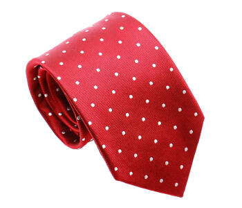 PATINE Tie 18 POLKA-DOT Rouge HAND FINISHED - Jedwabny krawat w kropki