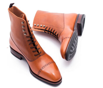 YANKO Balmoral Boots 755Y F Light Brown & Scotch Grain Leather - jasno brązowe trzewiki męskie