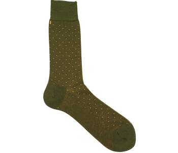 VICCEL / CELCHUK Socks Pindot Green / Mustard - Zielone skarpety męskie w musztardowe kropki