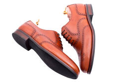 Jasno brązowe eleganckie stylowe jasno brązowe buty klasyczne Patine 77020 cambridge cuero typu brogues.