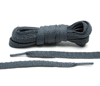LACE LAB Flat Shoe Laces 8mm Dark Grey - Ciemnoszare płaskie sznurówki do butów