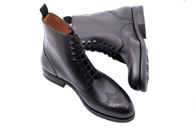 PATINE Boots Brogue 77035VH F Black - czarne trzewiki męskie