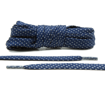 LACE LAB Reflective FLAT 2.0 Laces 9mm Navy Blue - Płaskie granatowe sznurówki do butów