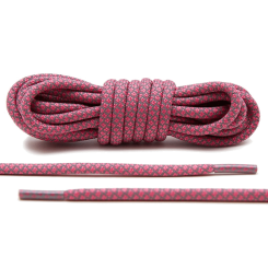 LACE LAB 3M Reflective Laces 5mm Pink - Różowo szare odblaskowe okrągłe sznurówki do butów