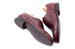 Bordowe eleganckie stylowe skórzane buty klasyczne Patine 77038 cambridge burdeos typu brogues.