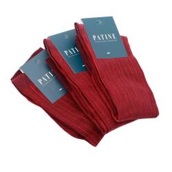 Wysokiej jakości bawełniane podkolanówki męskie bordowe w czerwone paski. Eleganckie podkolanówki bawełniane