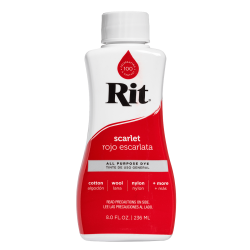 Barwnik czerwony do tkanin, ubrań, odzieży, bawełny jeansu. Barwniki Rit Dye Scarlet do personalizacji i customizacji oraz regeneracji koloru tkaniny naturalnej.