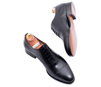 TLB MALLORCA ARTISTA Oxford Cap Toe 112 F Black - oksfordy męskie czarne