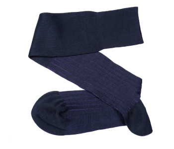 VICCEL / CELCHUK Knee Socks Shadow Stripe Dark Navy Blue / Purple - Granatowe podkolanówki z purpurowymi wydzieleniami
