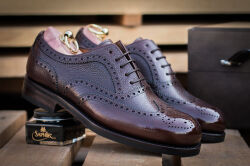 Ciemno brązowe eleganckie stylowe Ciemno brązowe buty klasyczne Yanko brogues chesnut marron 14664 typu brogues.