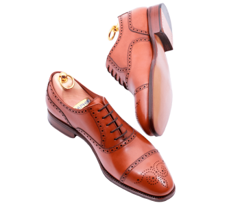 TLB MALLORCA Half Brogues NEWMAN 555 F Light Brown - jasno brązowe brogsy męskie