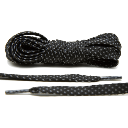 LACE LAB Reflective FLAT 2.0 Laces 9mm Black - Płaskie czarne sznurówki do butów
