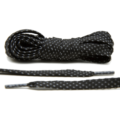 LACE LAB Reflective FLAT 2.0 Laces 9mm Black - Płaskie czarne sznurówki do butów