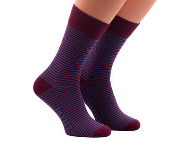 PATINE Socks PAPA01-0706 - Bordowe skarpety w niebieskie paski
