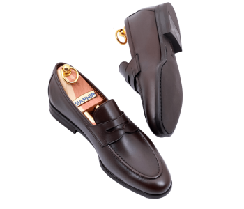 TLB MALLORCA Sacchetto 2034 F R111 Funchal Marron - ciemnobrązowe skórzane loafersy (SALE)