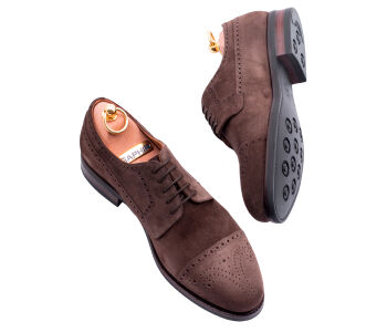 PATINE Derby 77026V G Suede Brown - brązowe zamszowe angielki męskie