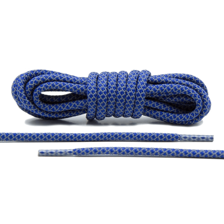 LACE LAB 3M Reflective Laces 5mm Sapphire - Niebiesko szare odblaskowe okrągłe sznurówki do butów