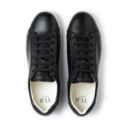 Klasyczne czarne skórzane sneakersy męskie, TLB MALLORCA SNEAKERS S3 Beta Funchal Negro Vintage - Czarne skórzane Sneakersy na podeszwie gumowej w kolorze złamanej bieli