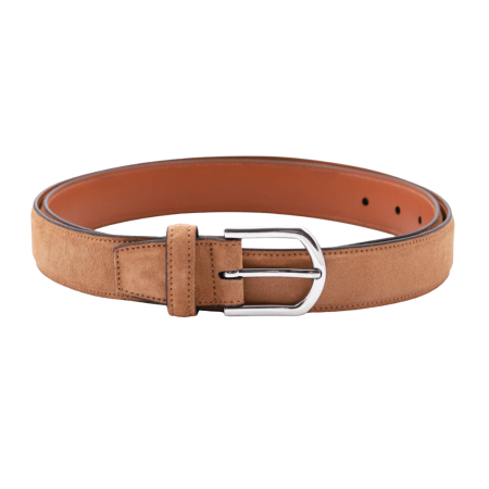 PATINE Belt 303CUE Suede Cuero - Jasnobrązowy zamszowy pasek do spodni