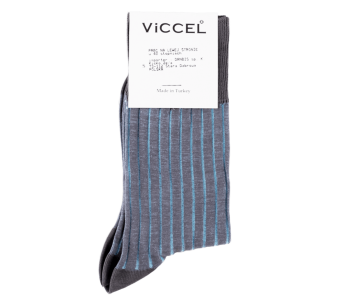 VICCEL / CELCHUK Socks Shadow Stripe Gray / Sky Blue - Szare skarpety z błękitnymi wydzieleniami