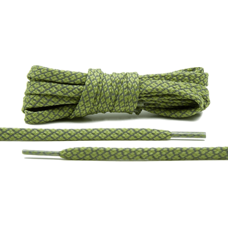 LACE LAB Reflective FLAT 1.0 Laces 7mm Olive - Płaskie oliwkowe sznurówki do butów