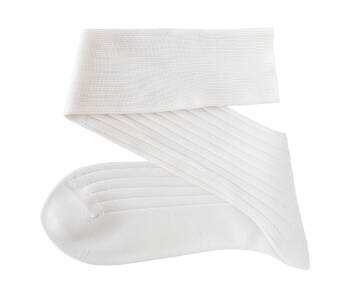 VICCEL / CELCHUK Knee Socks Solid White Cotton - Białe luksusowe podkolanówki