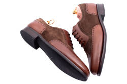 stylowe eleganckie obuwie męskie z ażurkami i dekoracyjnymi zdobieniami Patine 77025C cambridge Brown Softy Olive na gumowej podeszwie