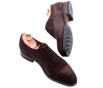 TLB MALLORCA Oxford Cap Toe WILLIAMS 502S F Suede Brown - brązowe zamszowe wiedenki męskie