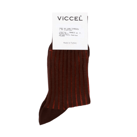 VICCEL / CELCHUK Socks Shadow Stripe Brown / Taba - Brązowe skarpety z tabakowymi wydzieleniami