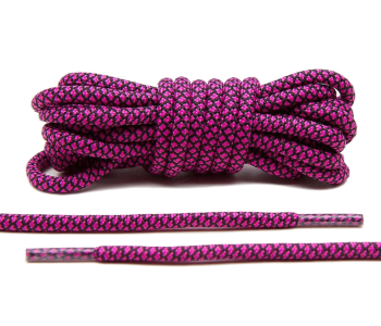 LACE LAB Rope Laces 5mm Hot Pink / Black - Różowo czarne okrągłe sznurowadła do butów