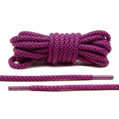 LACE LAB Rope Laces 5mm Hot Pink / Black - Różowo czarne okrągłe sznurowadła do butów