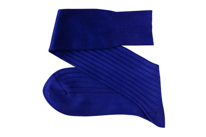 VICCEL / CELCHUK Knee Socks Solid Egyptian Blue Cotton - Niebieskie luksusowe podkolanówki