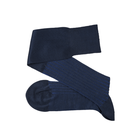 VICCEL / CELCHUK Knee Socks Shadow Stripe Dark Navy Blue / Royal Blue - Granatowe podkolanówki z niebieskimi wydzieleniami