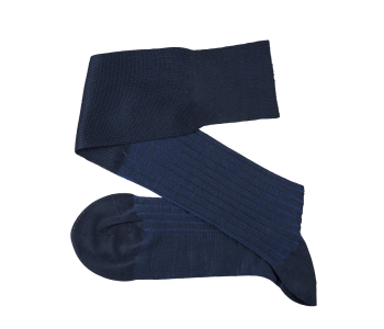 VICCEL / CELCHUK Knee Socks Shadow Stripe Dark Navy Blue / Royal Blue - Granatowe podkolanówki z niebieskimi wydzieleniami