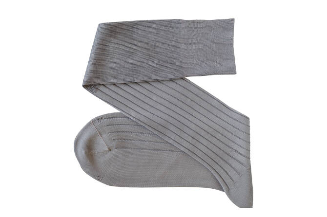 VICCEL Knee Socks Solid Light Gray Cotton