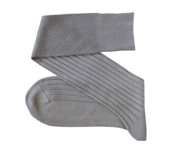 VICCEL / CELCHUK Knee Socks Solid Light Gray Cotton - Szare luksusowe podkolanówki
