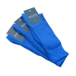 Wysokiej jakości bawełniane skarpety męskie niebieskie w szare paski. Eleganckie skarpety bawełniane