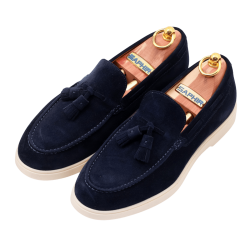 TLB MALLORCA COMFORT Penny Loafers 2010 Suede Navy - granatowe zamszowe loafersy