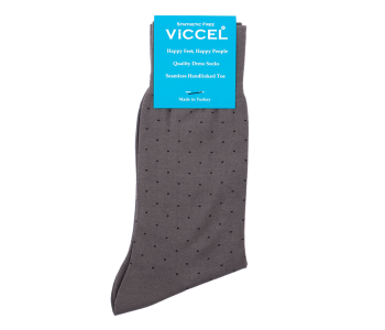 VICCEL / CELCHUK Socks Pindot Gray / Black - Szare luksusowe skarpety męskie w czarne kropki