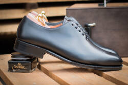 Czarne eleganckie klasyczne obuwie typu oxford 14549 szyte metodą goodyear welted. Obuwie garniturowe, ślubne, na spotkania biznesowe.