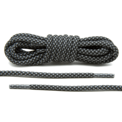 LACE LAB 3M Reflective Inverse Laces 5mm Black - Okrągłe czarne sznurówki do butów