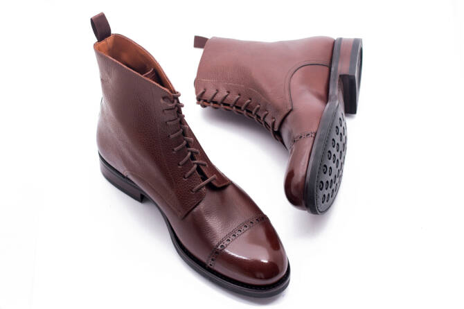 YANKO Boots 525Y G Scotch Grain Leather Brown - brązowe trzewiki męskie