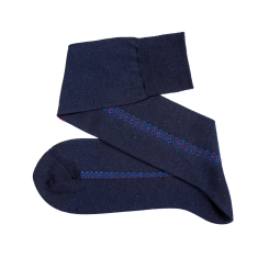 VICCEL / CELCHUK Knee Socks Merino Wool Navy Blue - Wełniane granatowe luksusowe podkolanówki