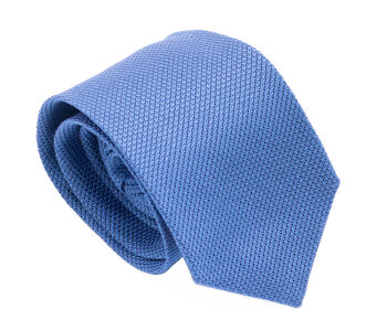 PATINE Tie Grenadine Fina Bleu Azur 83 HAND MADE - Luksusowy krawat z niebieskiej grenadyny