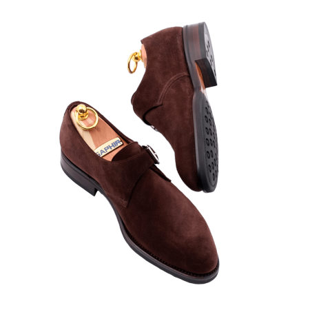 Buty TLB Mallorca 543S typu monks koloru brązowego na gumowej podeszwie. Buty eleganckie, garniturowe, okolicznościowe, biurowe, szyte metodą pasową.