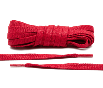 LACE LAB Waxed Shoe Laces 7mm Red - Czerwone płaskie woskowane sznurowadła do butów