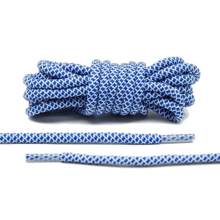 LACE LAB Rope Laces 5mm Blue / White - Niebiesko białe okrągłe sznurowadła do butów